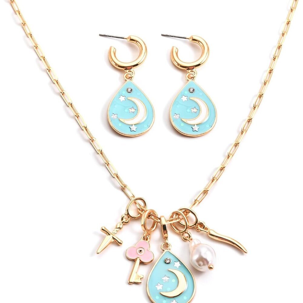 Sun Heart Necklace for Women 18K Gold Plated Heart Pendent Necklace Chunky Chain